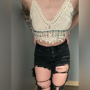 gem embroidered crop top